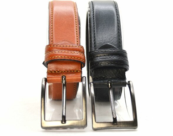 3,5 cm pantalon riem set zwart/cognac 35577