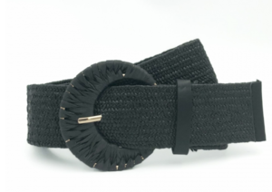 zwarte raffia riem rond CF877